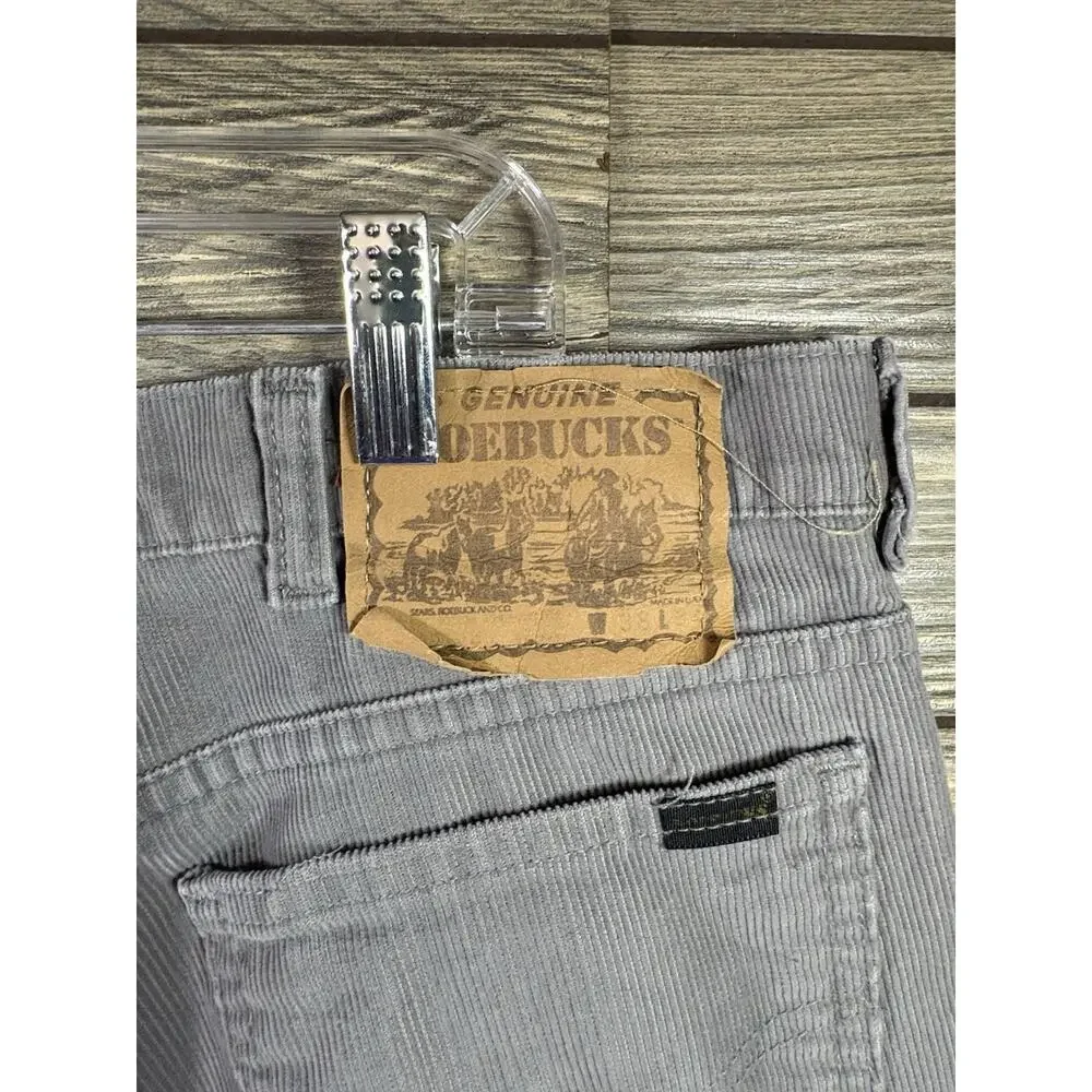 Vintage Roebucks Corduroy Pants Mens 38x32 Gray Tagged Made In USA Workwear